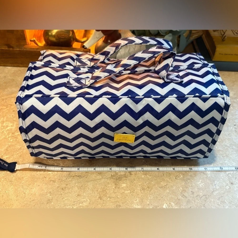 Chevron Pattern Cosmetic Bag with removable pouches.